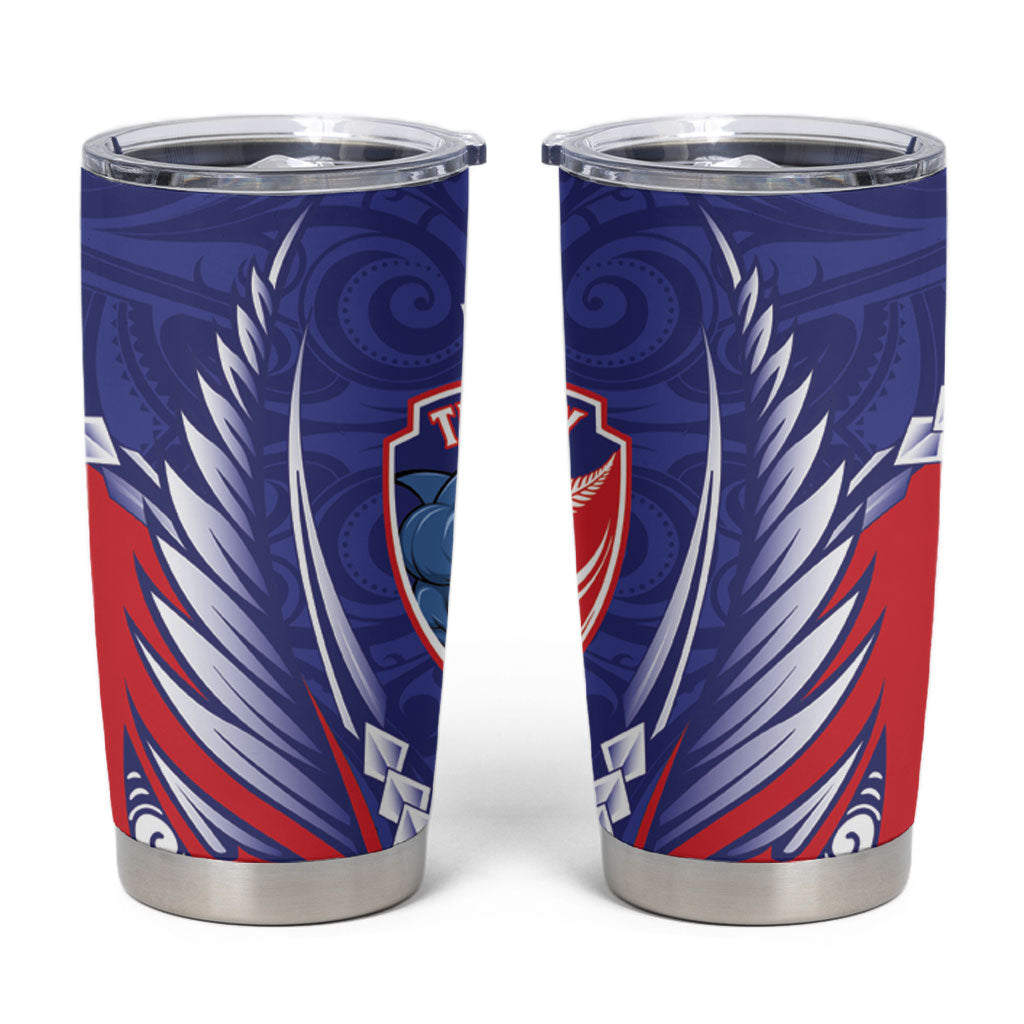 Tasman Bay 2026 Rugby Custom Tumbler Cup NZ Maori Silver Fern LT14 Blue - Polynesian Pride