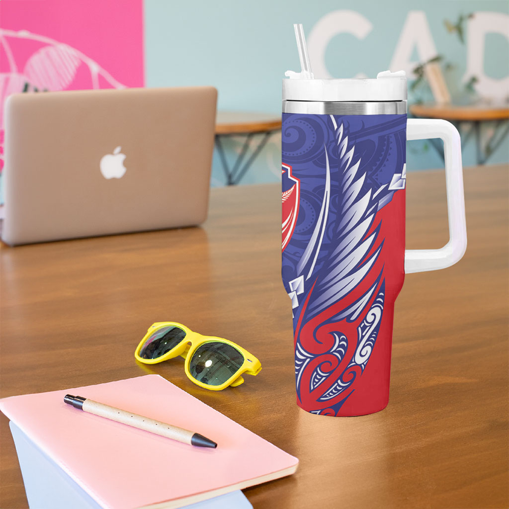 Tasman Bay 2026 Rugby Custom Tumbler With Handle NZ Maori Silver Fern