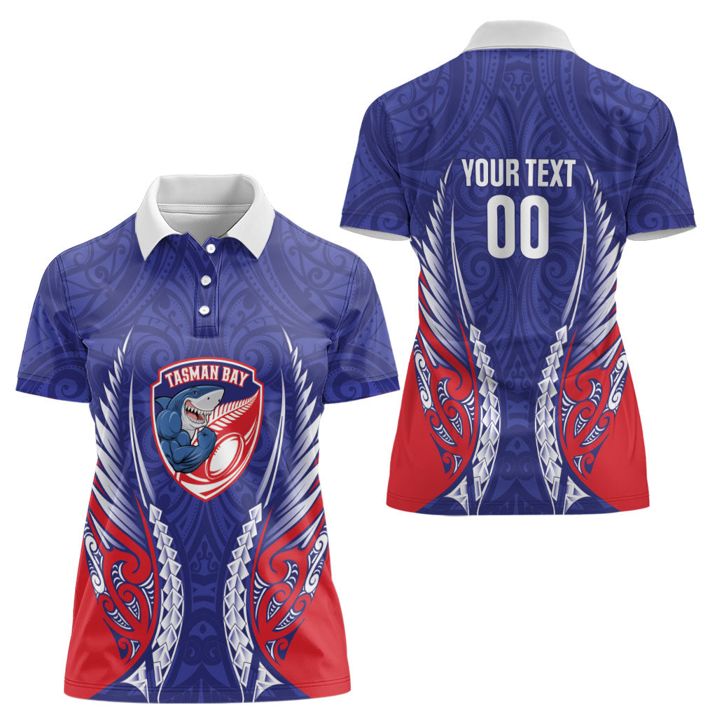 Tasman Bay 2026 Rugby Custom Women Polo Shirt NZ Maori Silver Fern
