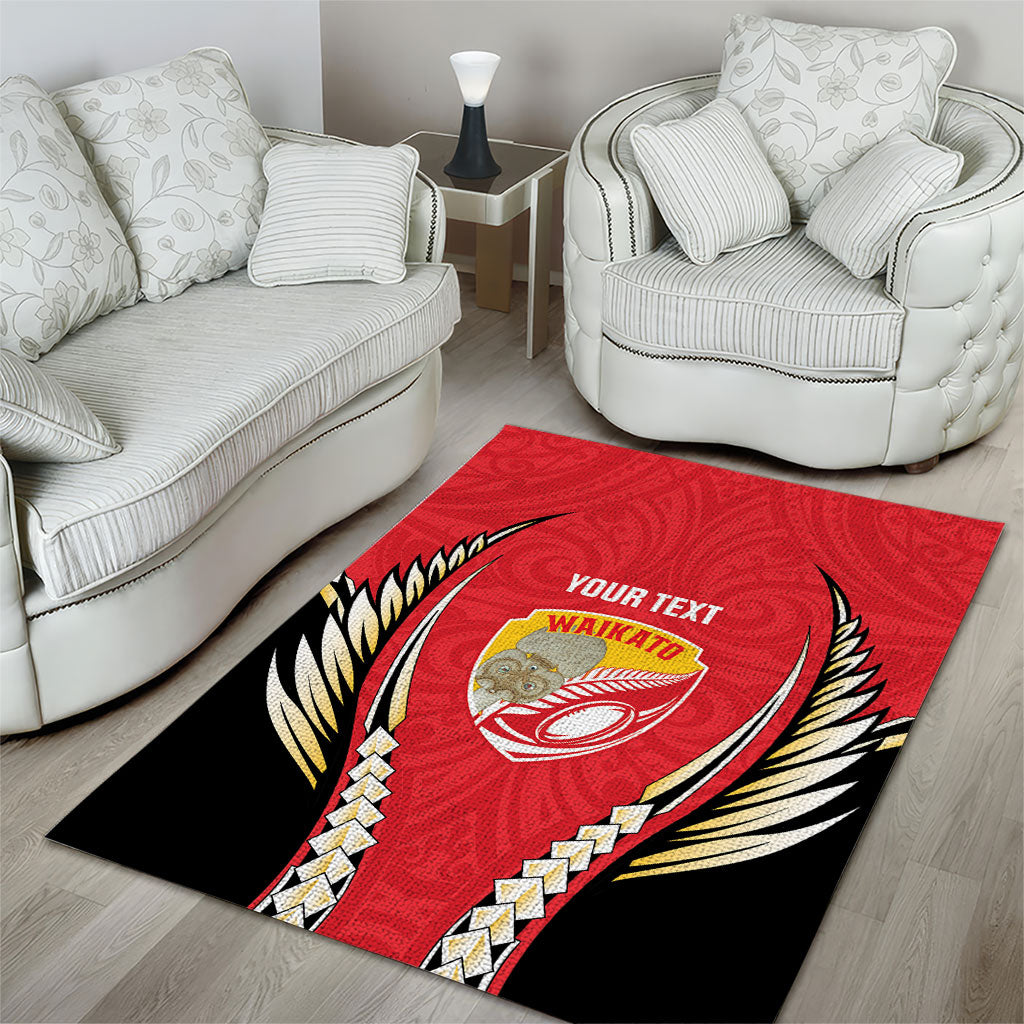 Waikato 2026 Rugby Custom Area Rug NZ Maori Silver Fern