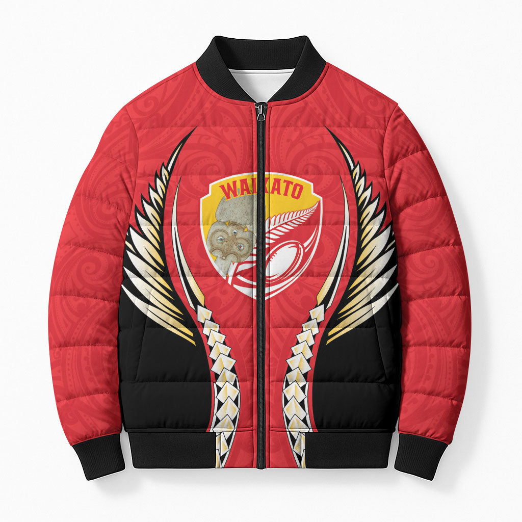Waikato 2026 Rugby Custom Bomber Puffer Jacket NZ Maori Silver Fern