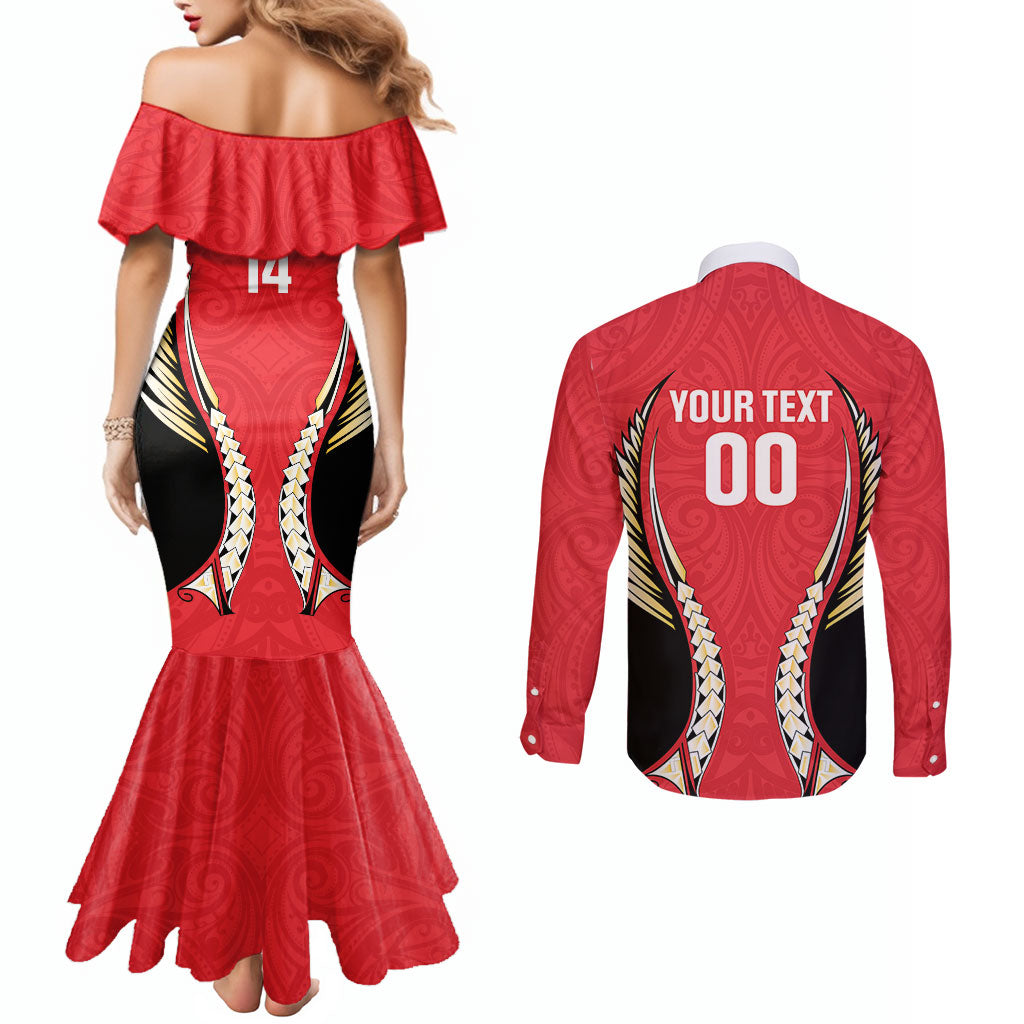 Waikato 2026 Rugby Custom Couples Matching Mermaid Dress and Long Sleeve Button Shirt NZ Maori Silver Fern