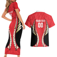 Waikato 2026 Rugby Custom Couples Matching Short Sleeve Bodycon Dress and Hawaiian Shirt NZ Maori Silver Fern LT14 - Polynesian Pride
