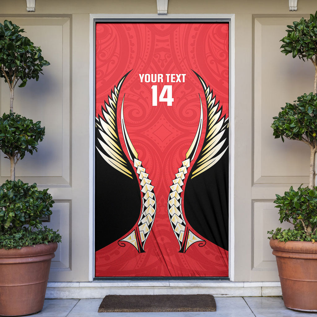 Waikato 2026 Rugby Custom Door Cover NZ Maori Silver Fern LT14 Red - Polynesian Pride