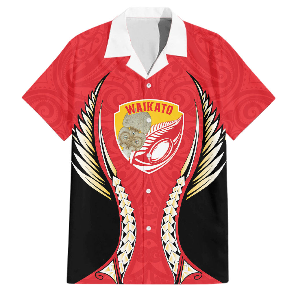 Waikato 2026 Rugby Custom Family Matching Tank Maxi Dress and Hawaiian Shirt NZ Maori Silver Fern LT14 Dad's Shirt - Short Sleeve Red - Polynesian Pride