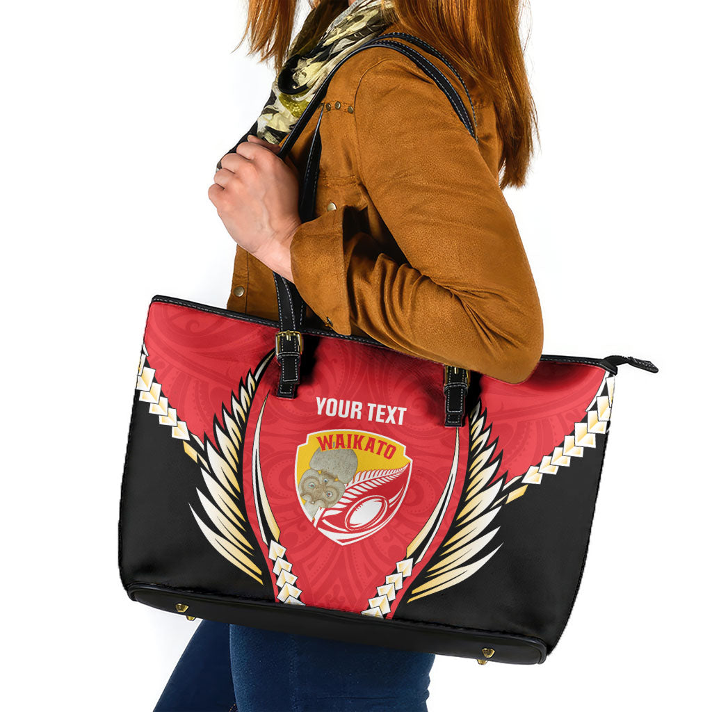 Waikato 2026 Rugby Custom Leather Tote Bag NZ Maori Silver Fern LT14 Red - Polynesian Pride