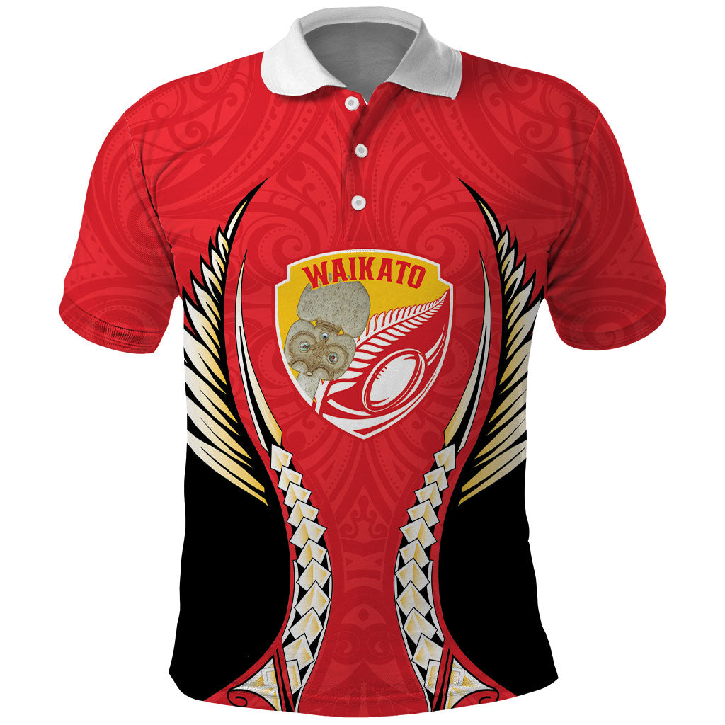 Waikato 2026 Rugby Custom Polo Shirt NZ Maori Silver Fern LT14 Red - Polynesian Pride