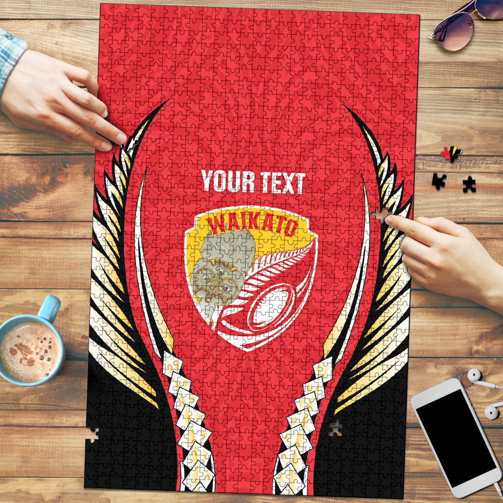 Waikato 2026 Rugby Custom Puzzle NZ Maori Silver Fern LT14 Red - Polynesian Pride