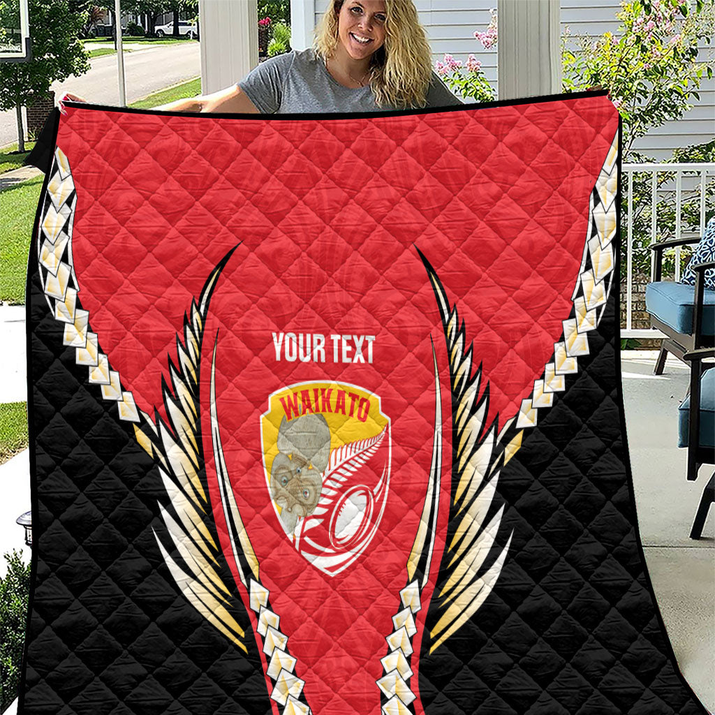 Waikato 2026 Rugby Custom Quilt NZ Maori Silver Fern LT14 Red - Polynesian Pride
