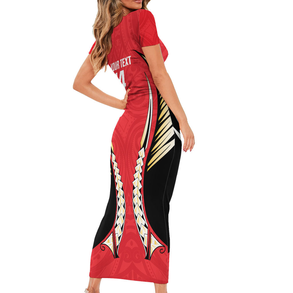 Waikato 2026 Rugby Custom Short Sleeve Bodycon Dress NZ Maori Silver Fern