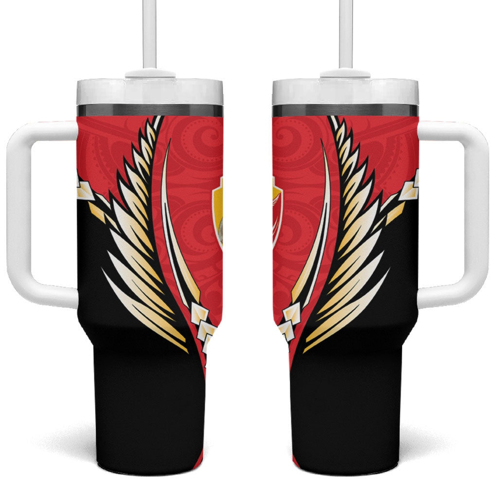 Waikato 2026 Rugby Custom Tumbler With Handle NZ Maori Silver Fern LT14 One Size: 40 oz Red - Polynesian Pride