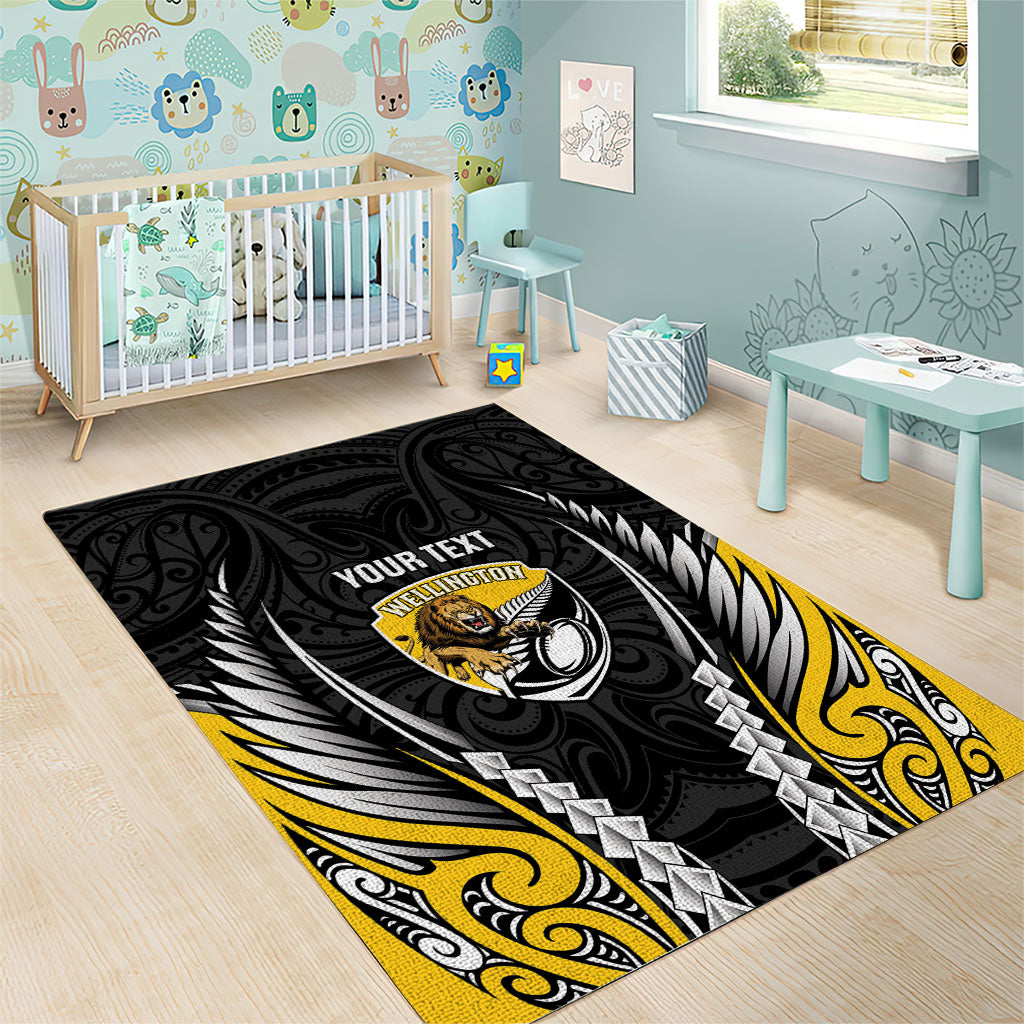 Wellington 2026 Rugby Custom Area Rug NZ Maori Silver Fern