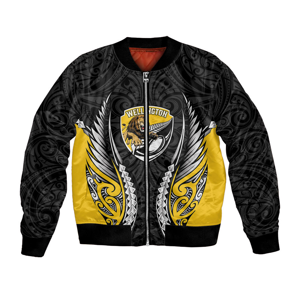 Wellington 2026 Rugby Custom Bomber Jacket NZ Maori Silver Fern LT14 Unisex Black - Polynesian Pride
