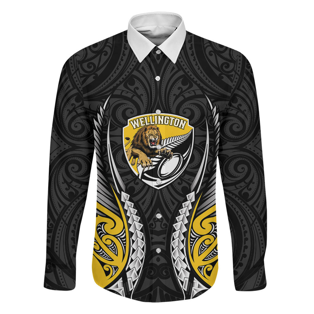 Wellington 2026 Rugby Custom Family Matching Short Sleeve Bodycon Dress and Hawaiian Shirt NZ Maori Silver Fern LT14 Dad's Shirt - Long Sleeve Black - Polynesian Pride