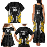 Wellington 2026 Rugby Custom Family Matching Tank Maxi Dress and Hawaiian Shirt NZ Maori Silver Fern LT14 - Polynesian Pride