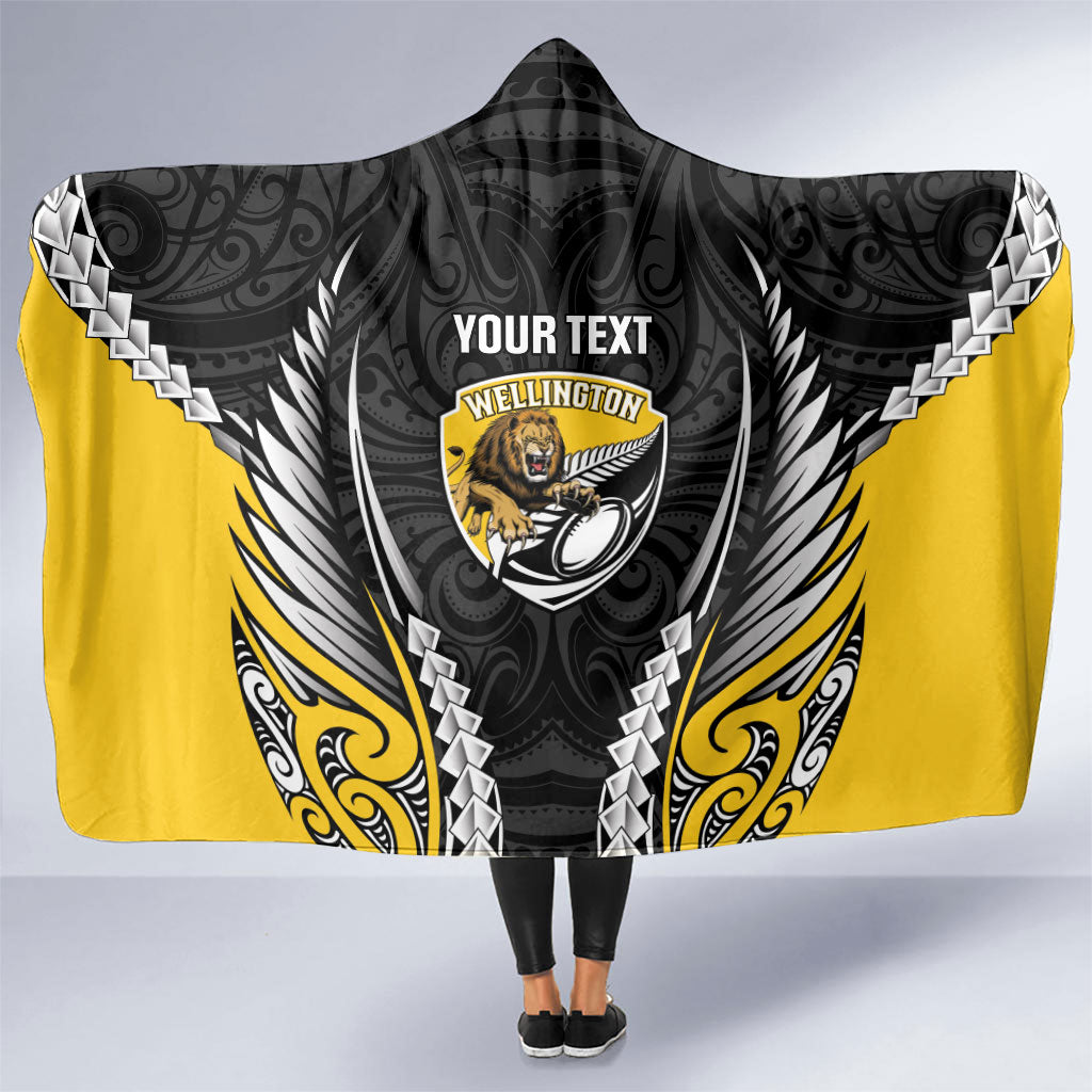 Wellington 2026 Rugby Custom Hooded Blanket NZ Maori Silver Fern LT14 One Size Black - Polynesian Pride