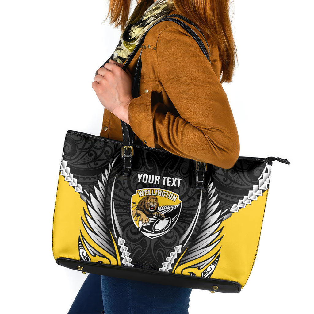 Wellington 2026 Rugby Custom Leather Tote Bag NZ Maori Silver Fern LT14 Black - Polynesian Pride