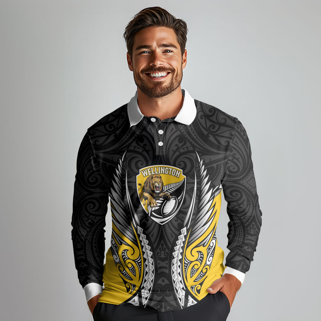 Wellington 2026 Rugby Custom Long Sleeve Polo Shirt NZ Maori Silver Fern