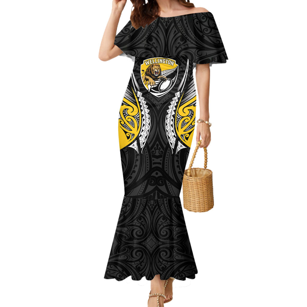 Wellington 2026 Rugby Custom Mermaid Dress NZ Maori Silver Fern LT14 Women Black - Polynesian Pride