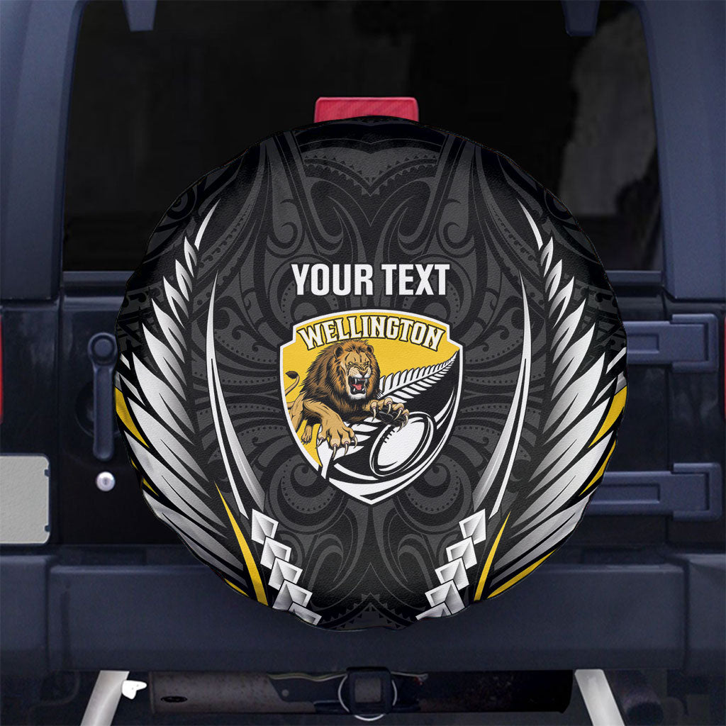Wellington 2026 Rugby Custom Spare Tire Cover NZ Maori Silver Fern LT14 No hole Black - Polynesian Pride