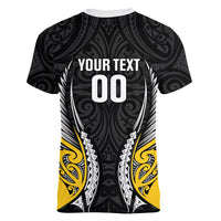 Wellington 2026 Rugby Custom Women V-Neck T-Shirt NZ Maori Silver Fern