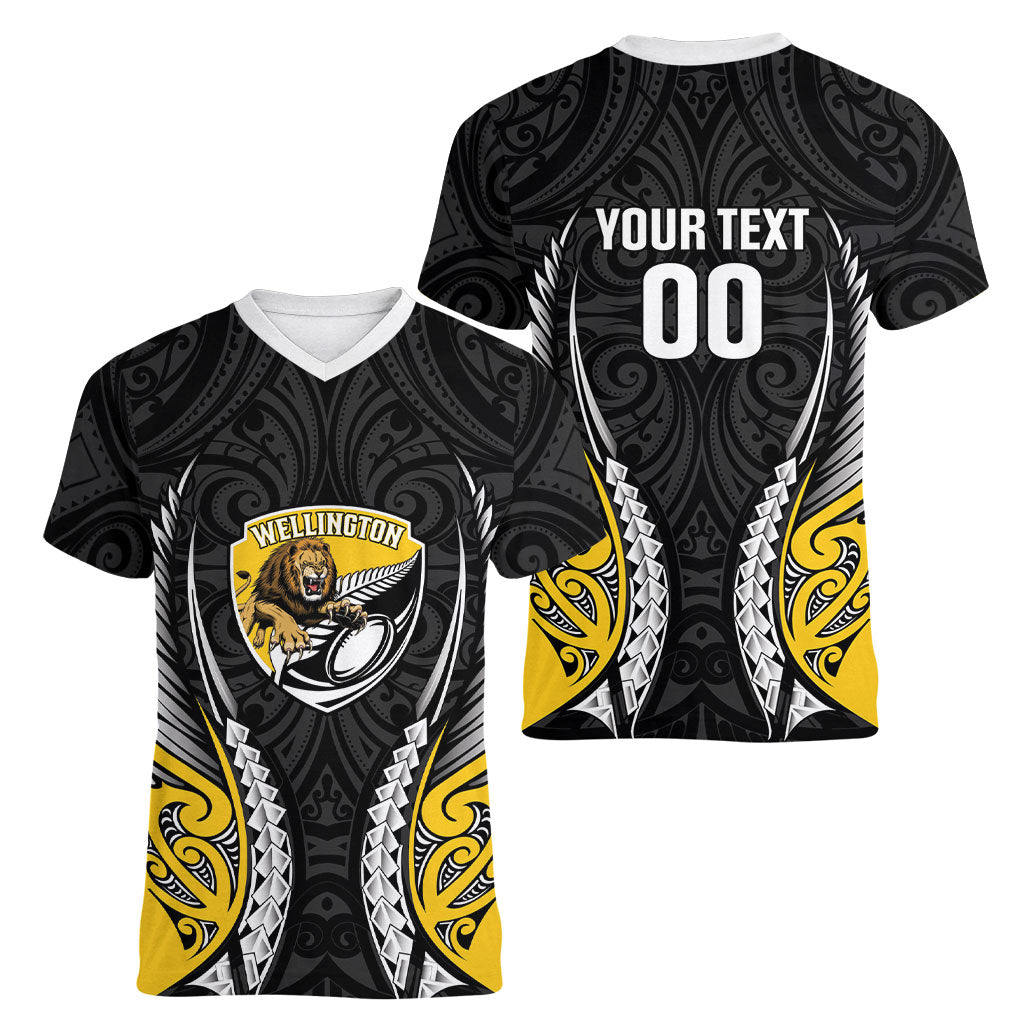 Wellington 2026 Rugby Custom Women V-Neck T-Shirt NZ Maori Silver Fern