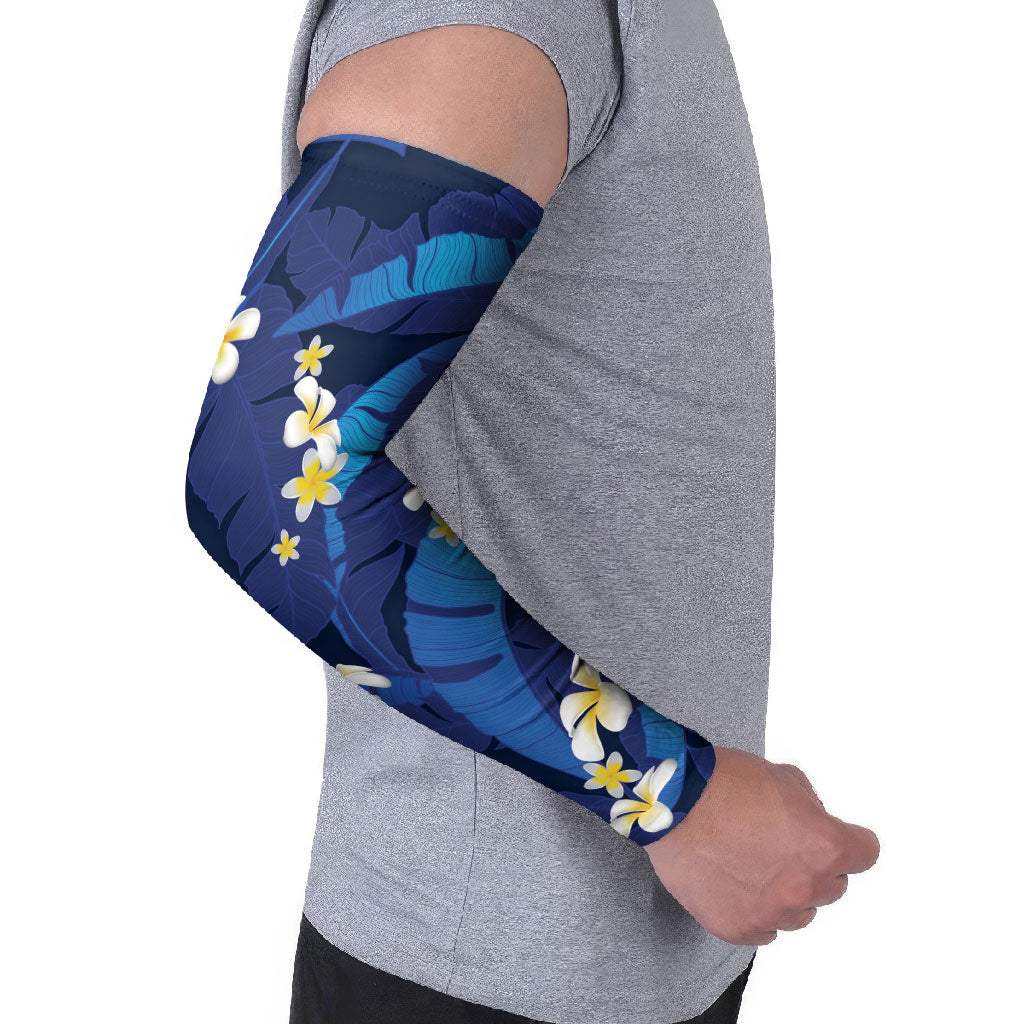 Teal Purple Banana Leaf Hawaii Arm Sleeves Lau Maia Plumeria Tropical Summer Vibes