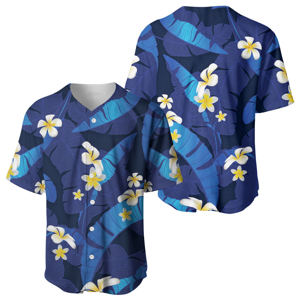 Teal Purple Banana Leaf Hawaii Baseball Jersey Lau Maia Plumeria Tropical Summer Vibes