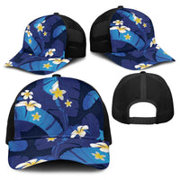 Teal Purple Banana Leaf Hawaii Baseball Net Cap Lau Maia Plumeria Tropical Summer Vibes