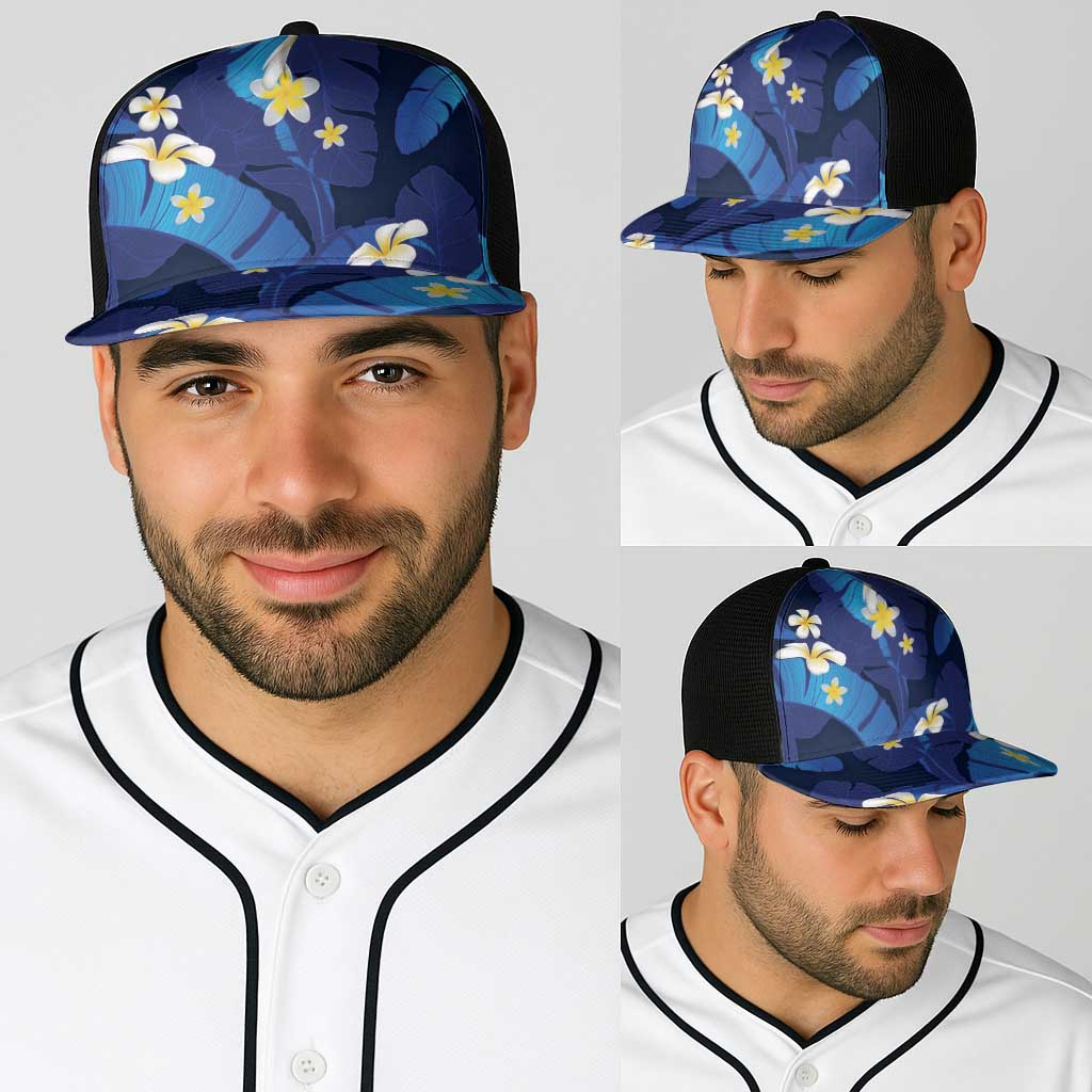 Teal Purple Banana Leaf Hawaii Baseball Net Cap Lau Maia Plumeria Tropical Summer Vibes