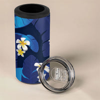 Teal Purple Banana Leaf Hawaii 4 in 1 Can Cooler Tumbler Lau Maia Plumeria Tropical Summer Vibes