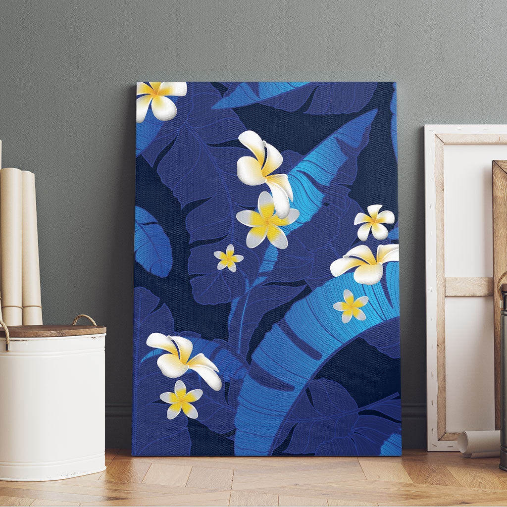 Teal Purple Banana Leaf Hawaii Canvas Wall Art Lau Maia Plumeria Tropical Summer Vibes