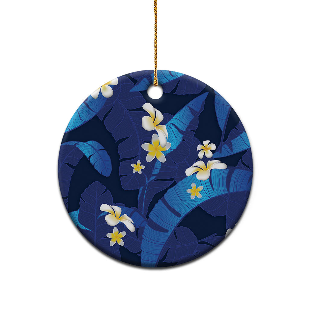 Teal Purple Banana Leaf Hawaii Ceramic Ornament Lau Maia Plumeria Tropical Summer Vibes LT14 - Polynesian Pride