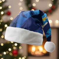Teal Purple Banana Leaf Hawaii Christmas Santa Hat Lau Maia Plumeria Tropical Summer Vibes LT14 Without Fur Teal Purple - Polynesian Pride