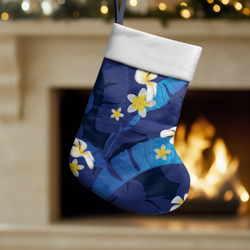 Teal Purple Banana Leaf Hawaii Christmas Stocking Lau Maia Plumeria Tropical Summer Vibes LT14 Set of 2 Teal Purple - Polynesian Pride