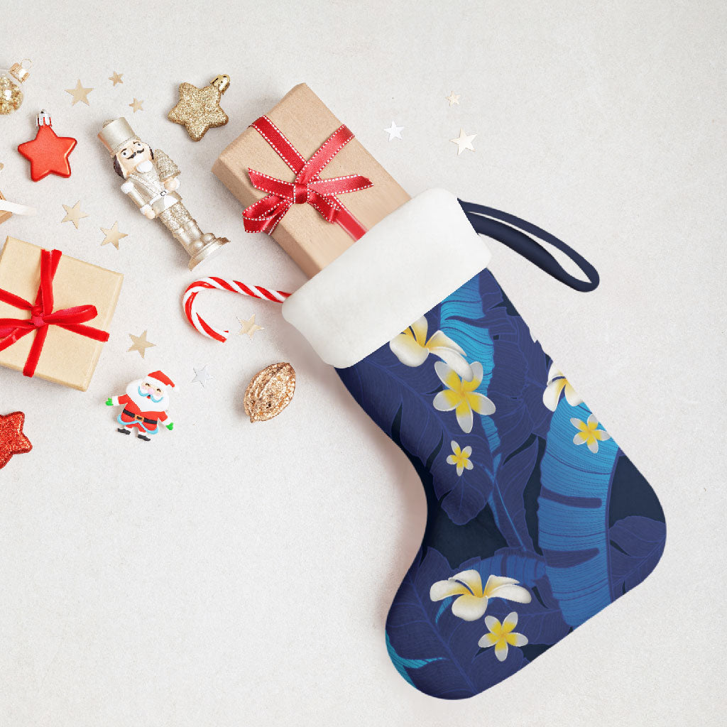 Teal Purple Banana Leaf Hawaii Christmas Stocking Lau Maia Plumeria Tropical Summer Vibes LT14 - Polynesian Pride