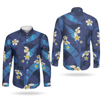 Teal Purple Banana Leaf Hawaii Couples Matching Off The Shoulder Long Sleeve Dress and Long Sleeve Button Shirt Lau Maia Plumeria Tropical Summer Vibes