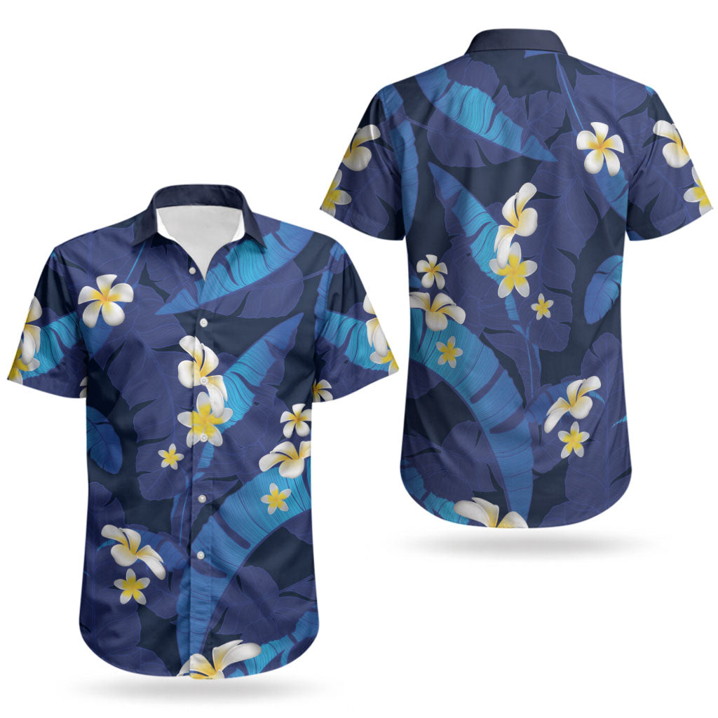 Teal Purple Banana Leaf Hawaii Couples Matching Tank Maxi Dress and Hawaiian Shirt Lau Maia Plumeria Tropical Summer Vibes