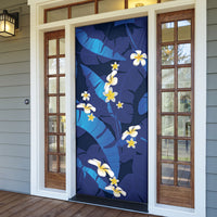 Teal Purple Banana Leaf Hawaii Door Cover Lau Maia Plumeria Tropical Summer Vibes
