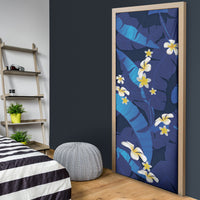 Teal Purple Banana Leaf Hawaii Door Cover Lau Maia Plumeria Tropical Summer Vibes