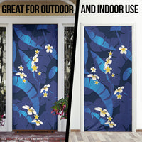 Teal Purple Banana Leaf Hawaii Door Cover Lau Maia Plumeria Tropical Summer Vibes