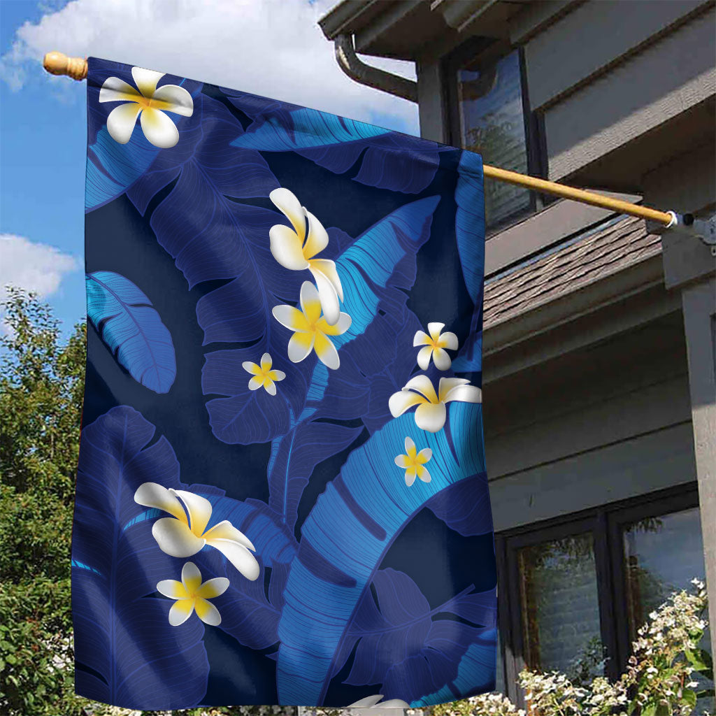 Teal Purple Banana Leaf Hawaii Garden Flag Lau Maia Plumeria Tropical Summer Vibes