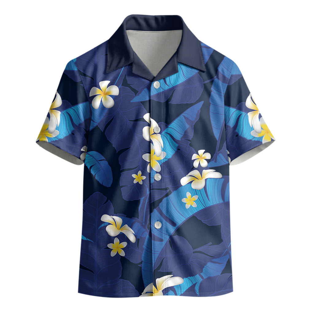 Teal Purple Banana Leaf Hawaii Kid Hawaiian Shirt Lau Maia Plumeria Tropical Summer Vibes