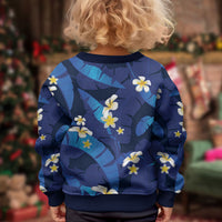 Teal Purple Banana Leaf Hawaii Kid Ugly Christmas Sweater Lau Maia Plumeria Tropical Summer Vibes LT14 - Polynesian Pride