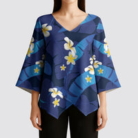 Teal Purple Banana Leaf Hawaii Kimono Sleeve Blouse Lau Maia Plumeria Tropical Summer Vibes