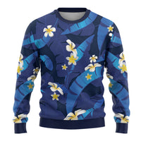 Teal Purple Banana Leaf Hawaii Ugly Christmas Sweater Lau Maia Plumeria Tropical Summer Vibes LT14 - Polynesian Pride