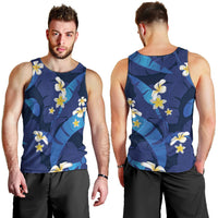 Teal Purple Banana Leaf Hawaii Men Tank Top Lau Maia Plumeria Tropical Summer Vibes