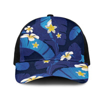 Teal Purple Banana Leaf Hawaii Mesh Trucker Cap Lau Maia Plumeria Tropical Summer Vibes