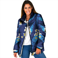 Teal Purple Banana Leaf Hawaii Padded Jacket Lau Maia Plumeria Tropical Summer Vibes