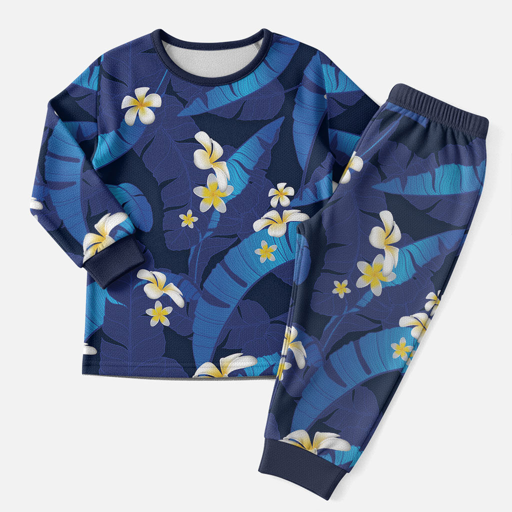 Teal Purple Banana Leaf Hawaii Christmas Pajama Set Lau Maia Plumeria Tropical Summer Vibes LT14 Men Teal Purple - Polynesian Pride